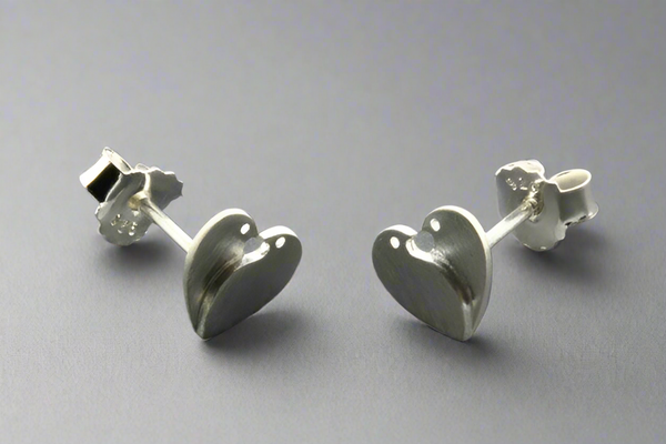 2 Birds 1 Heart Sterling Silver Stud Earrings