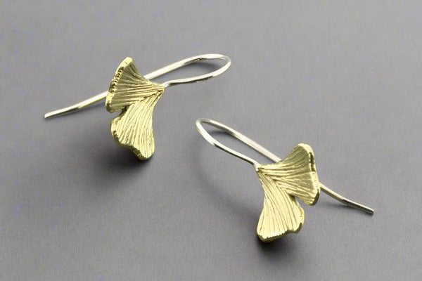 Ginkgo leaf earring - small - brass & silver - Makers & Providers