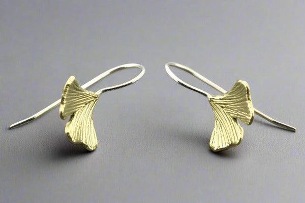 Ginkgo leaf earring - small - brass & silver - Makers & Providers