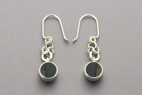 Reef knot drop earring - obsidian & silver - Makers & Providers