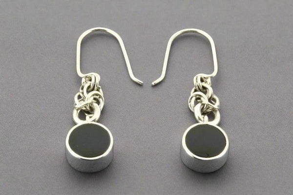 Reef knot drop earring - obsidian & silver - Makers & Providers