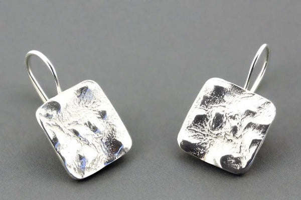 textured square drop earring - sterling silver - Makers & Providers