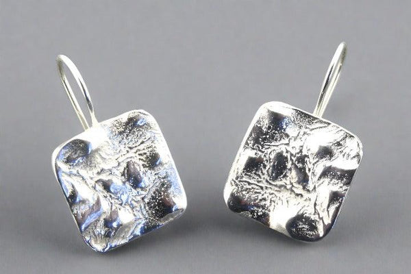 textured square drop earring - sterling silver - Makers & Providers