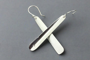 Narrow convex matte drop earring - sterling silver - Makers & Providers