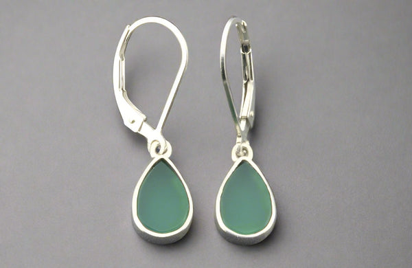 Little teardrop earring - green onyx & sterling silver