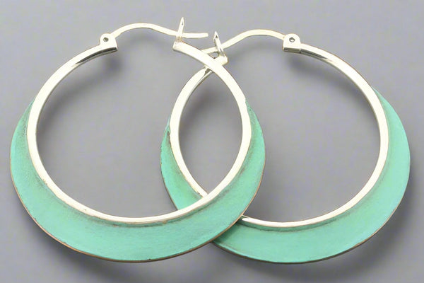 Large hoops - silver & copper with patina