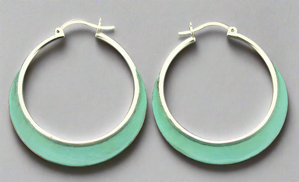 Large hoops - silver & copper with patina