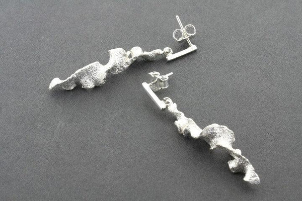 Torn spiral drop earrings - silver sparkle - Makers & Providers