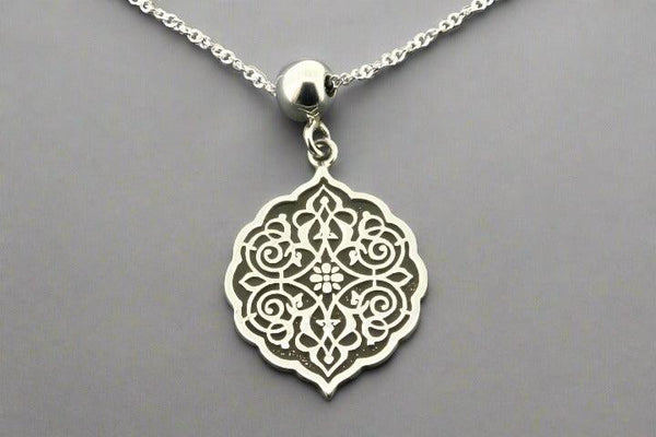 Intricate mandala shield pendant necklace - sterling silver - Makers & Providers