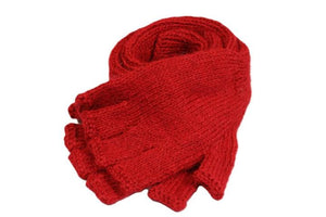 Alpaca long fingerless gloves - red - Makers & Providers