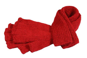 Alpaca long fingerless gloves - red - Makers & Providers