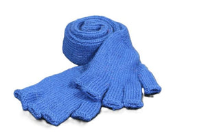 Hand knitted Alpaca Long Fingerless Gloves - cobalt - Makers & Providers