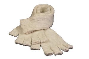 Hand knitted Alpaca Long Fingerless gloves - ivory - Makers & Providers