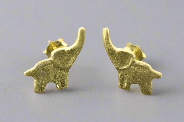 Lucky elephant stud - gold over silver - Makers & Providers