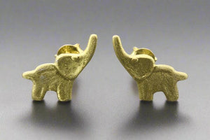 Lucky elephant stud - gold over silver - Makers & Providers