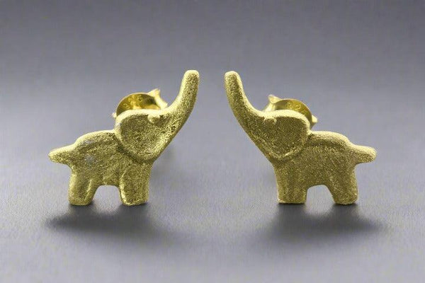 Lucky elephant stud - gold over silver - Makers & Providers