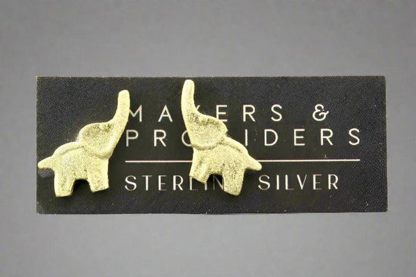 Lucky elephant stud - gold over silver - Makers & Providers