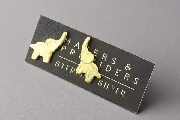 Lucky elephant stud - gold over silver - Makers & Providers