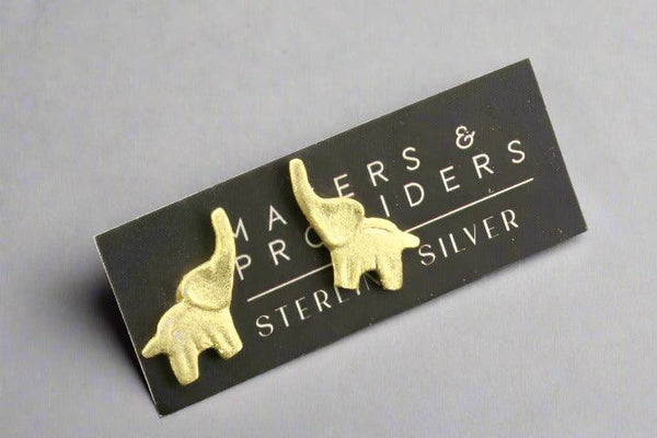 Lucky elephant stud - gold over silver - Makers & Providers