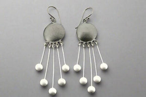 Leizl shield drop earring - silver & oxidized - Makers & Providers