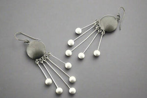 Leizl shield drop earring - silver & oxidized - Makers & Providers