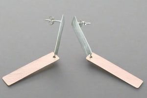 2 x rec long drop earring - silver & rose gold - Makers & Providers