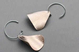 Curved petal earring - rose gold over silver - Makers & Providers