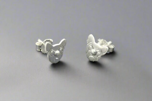 French Bulldog face stud - sterling silver