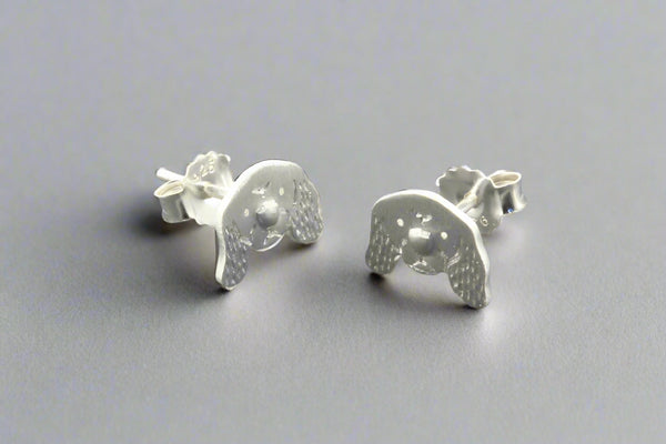 King Charles Cavalier face stud - sterling silver