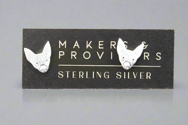 Chihuahua face stud - sterling silver