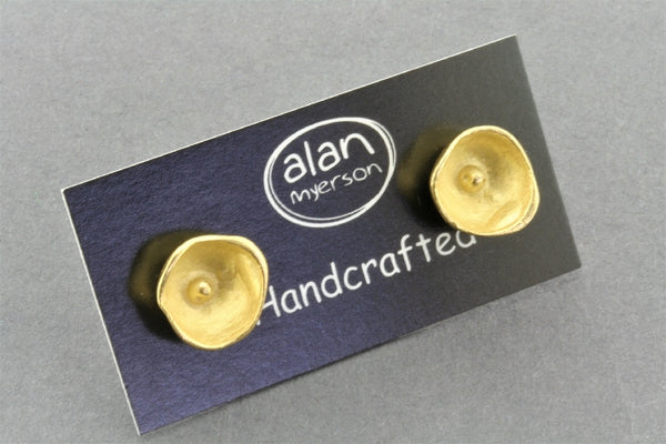 Golden buttercup stud - 22Kt gold over sterling silver