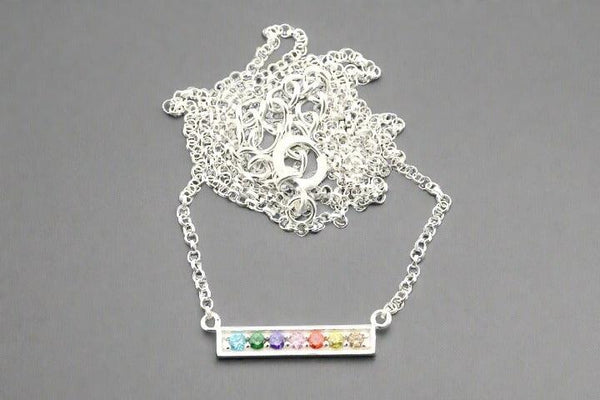 CZ rainbow pendant necklace - sterling silver - Makers & Providers