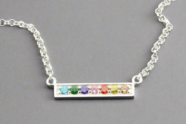 CZ rainbow pendant necklace - sterling silver - Makers & Providers