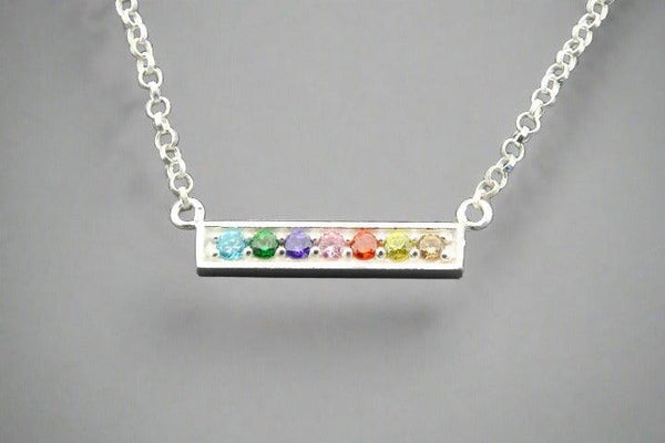 CZ rainbow pendant necklace - sterling silver - Makers & Providers