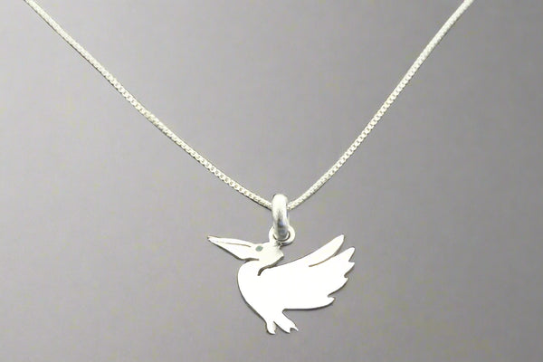 Pelican necklace with - sterling silver with blue cubic zirconia