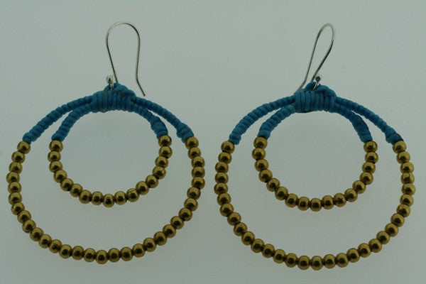 double brass beaded hoop - turquoise - Makers & Providers