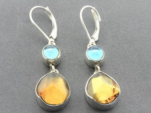 amber & topaz silver earrings