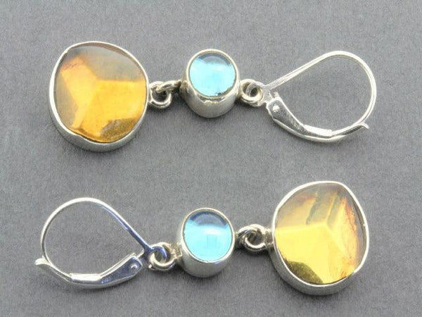 amber & topaz silver earrings