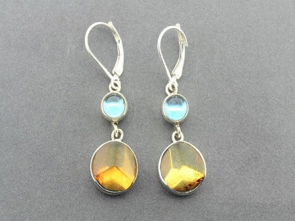 amber & topaz silver earrings