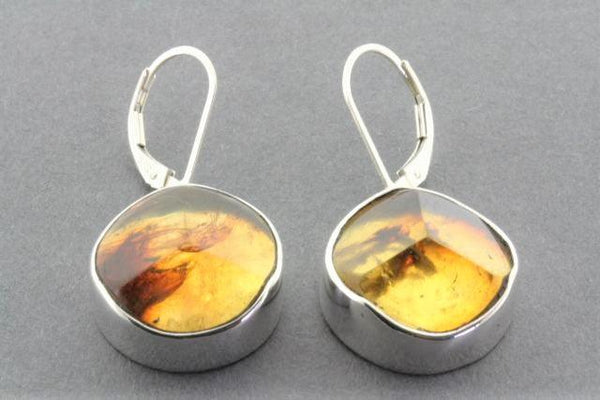 faceted amber circle earring - sterling silver - Makers & Providers