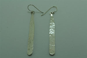 long battered drop earrings - sterling silver - Makers & Providers