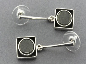 framed stone circle earring - obsidian - Makers & Providers