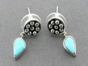 Beaded disc with teardrop earrings - turquoise & sterling silver - Makers & Providers