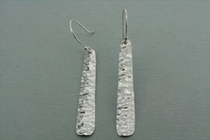 narrow convex battered drop earring - sterling silver - Makers & Providers