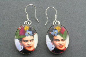 frida flower earring - red scarf - sterling silver - Makers & Providers