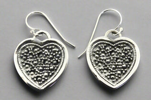 Beaded heart earring - sterling silver - Makers & Providers