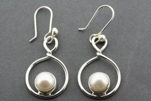 pearl circle twisted drop earring - sterling silver - Makers & Providers