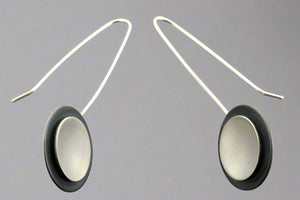 Oxidized/silver long drop cup earring - Makers & Providers