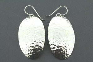 convex battered oval drop earrings - sterling silver - Makers & Providers