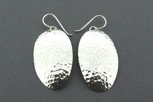 convex battered oval drop earrings - sterling silver - Makers & Providers